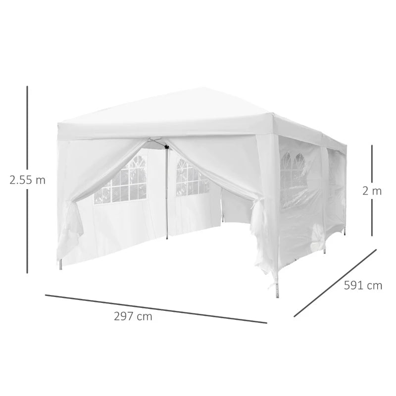 3 x 6m Garden Pop Up Gazebo Height Adjustable Marquee Party Tent Wedding Water Resistant - Charming Spaces