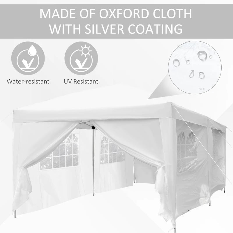 3 x 6m Garden Pop Up Gazebo Height Adjustable Marquee Party Tent Wedding Water Resistant - Charming Spaces
