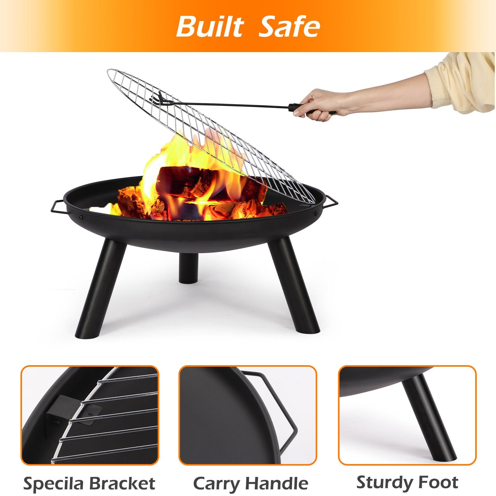 Portable Garden Fire Pit, 60CM, 3 in 1 - Charming Spaces