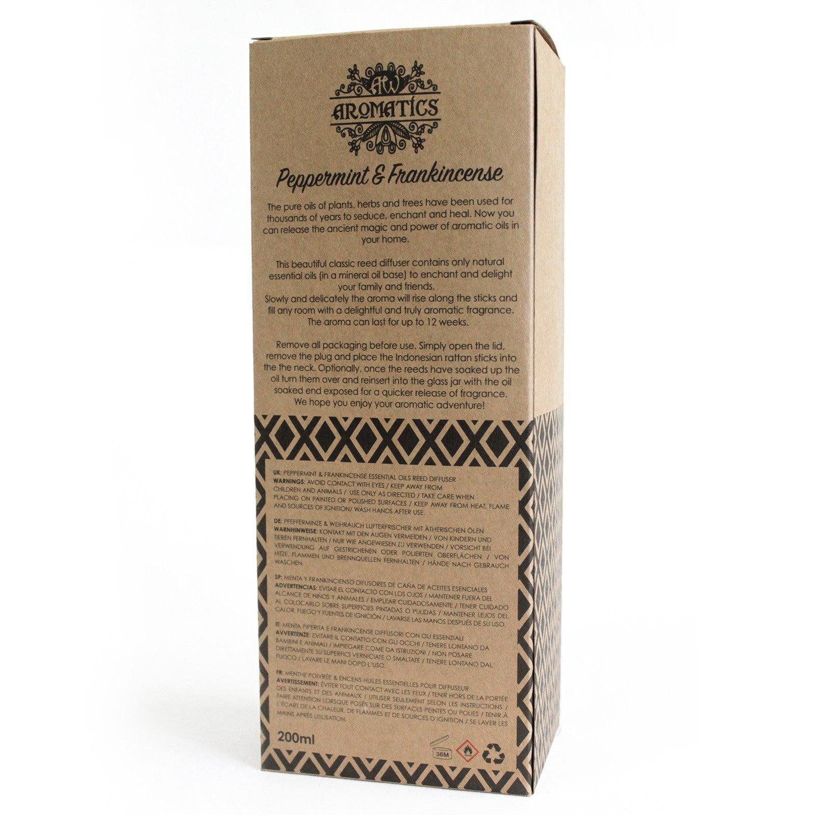200ml Peppermint & Frankincense Essential Oil Reed Diffuser - Charming Spaces