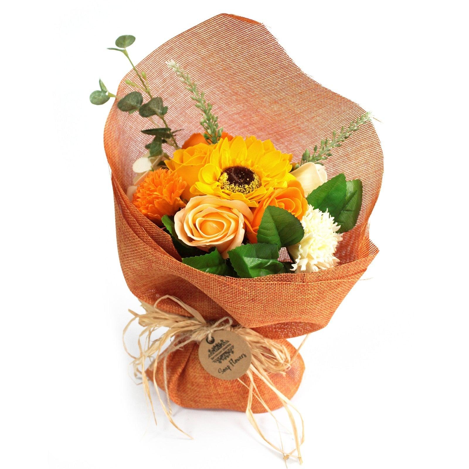 Standing Orange Soap Flower Bouquet - Charming Spaces