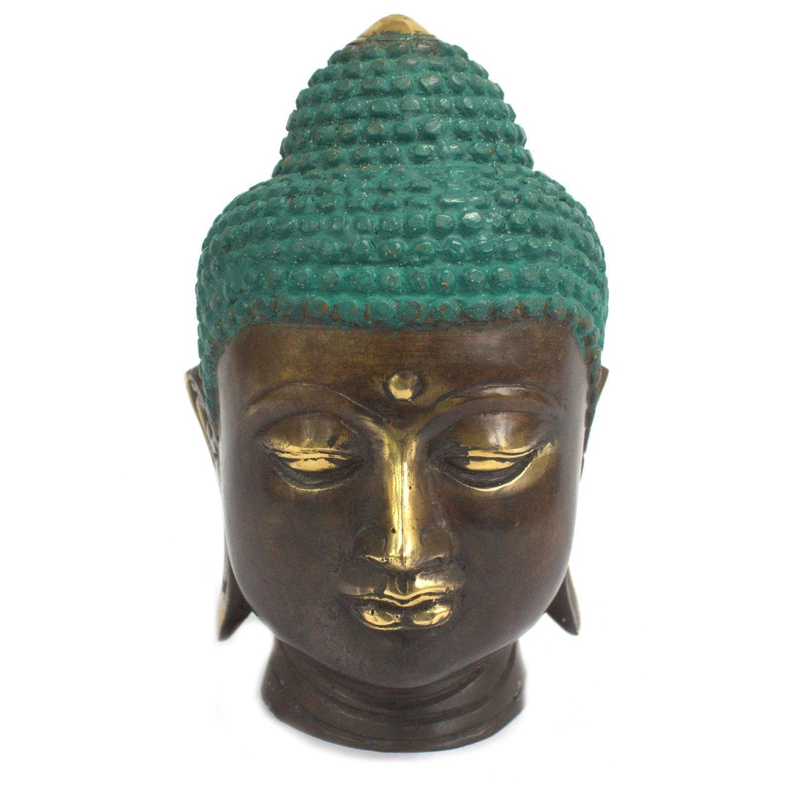 Large Classic Brass Buddha Head - Charming Spaces