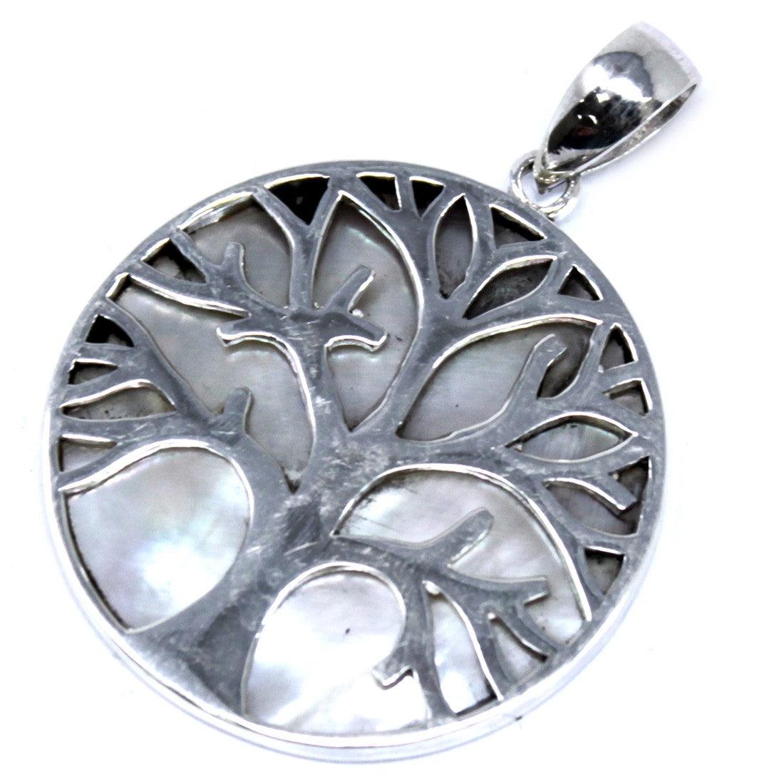 Tree of Life Silver Pendant 30mm - Mother of Pearl - Charming Spaces