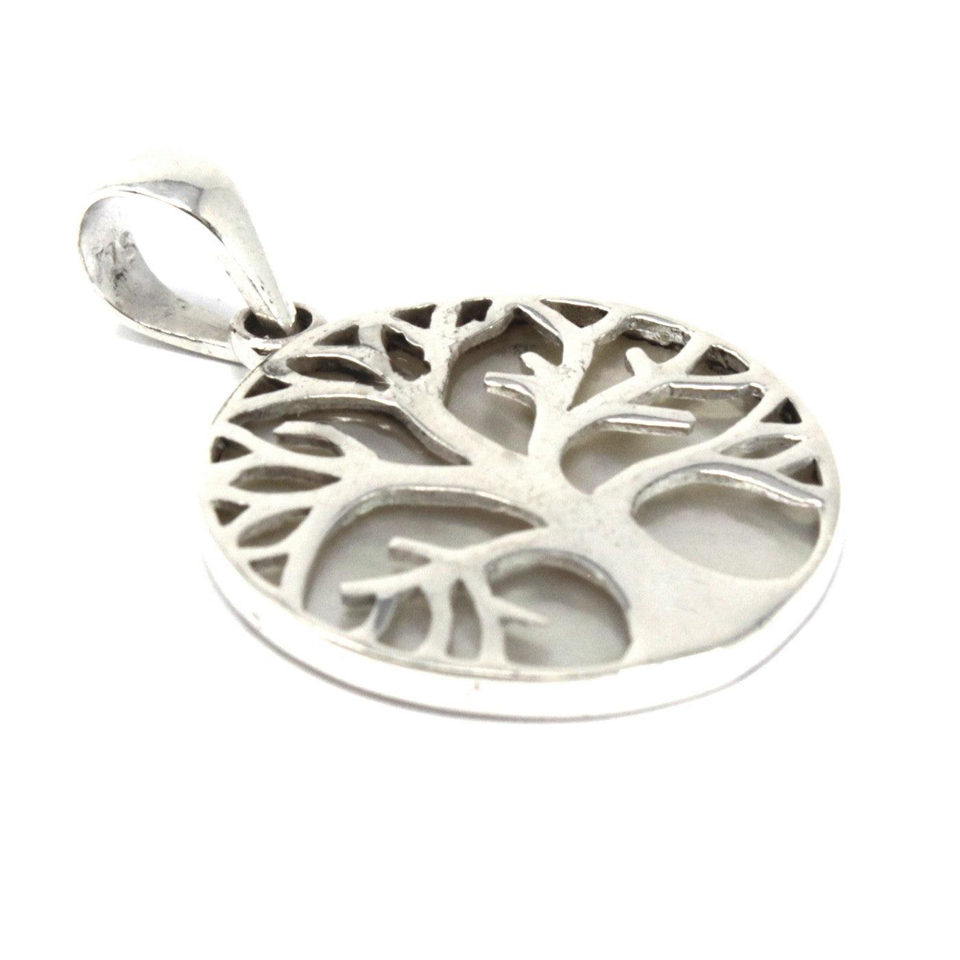 Tree of Life Silver Pendant 22mm - Mother of Pearl - Charming Spaces