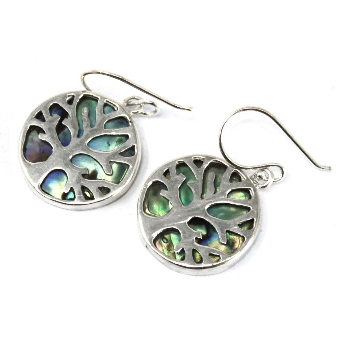 Tree of Life Silver Earrings 15mm - Abalone - Charming Spaces