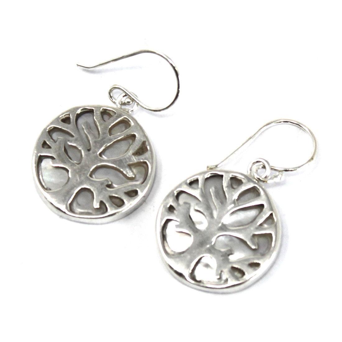 Tree of Life Silver Earrings 15mm - Mother of Pearl - Charming Spaces
