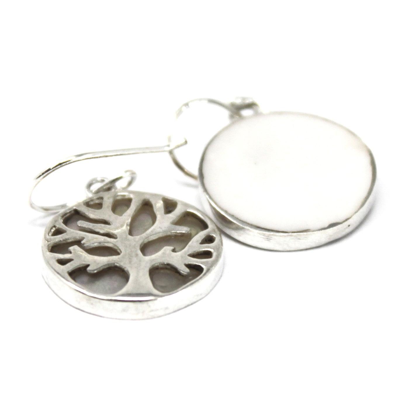 Tree of Life Silver Earrings 15mm - Mother of Pearl - Charming Spaces