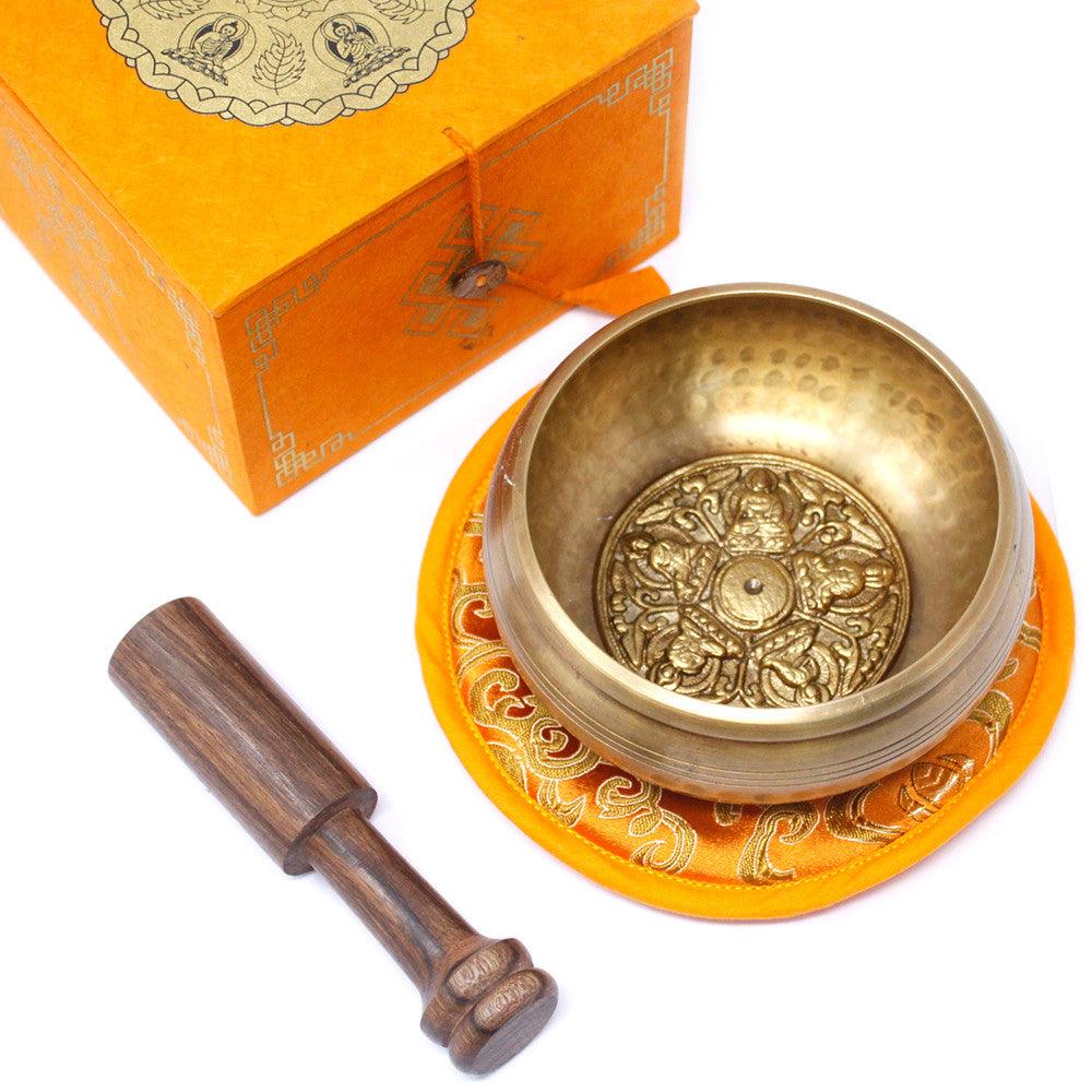 Tibetan Singing Bowl - Five Buddha- 10cm -Brass - Charming Spaces