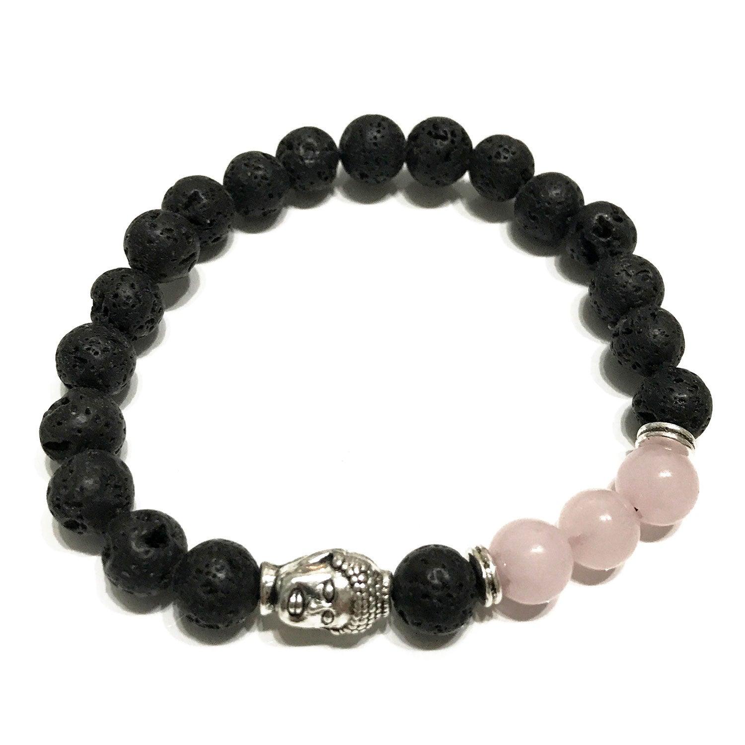 Lava Stone Bracelet - Buddha Rose Quartz - Charming Spaces