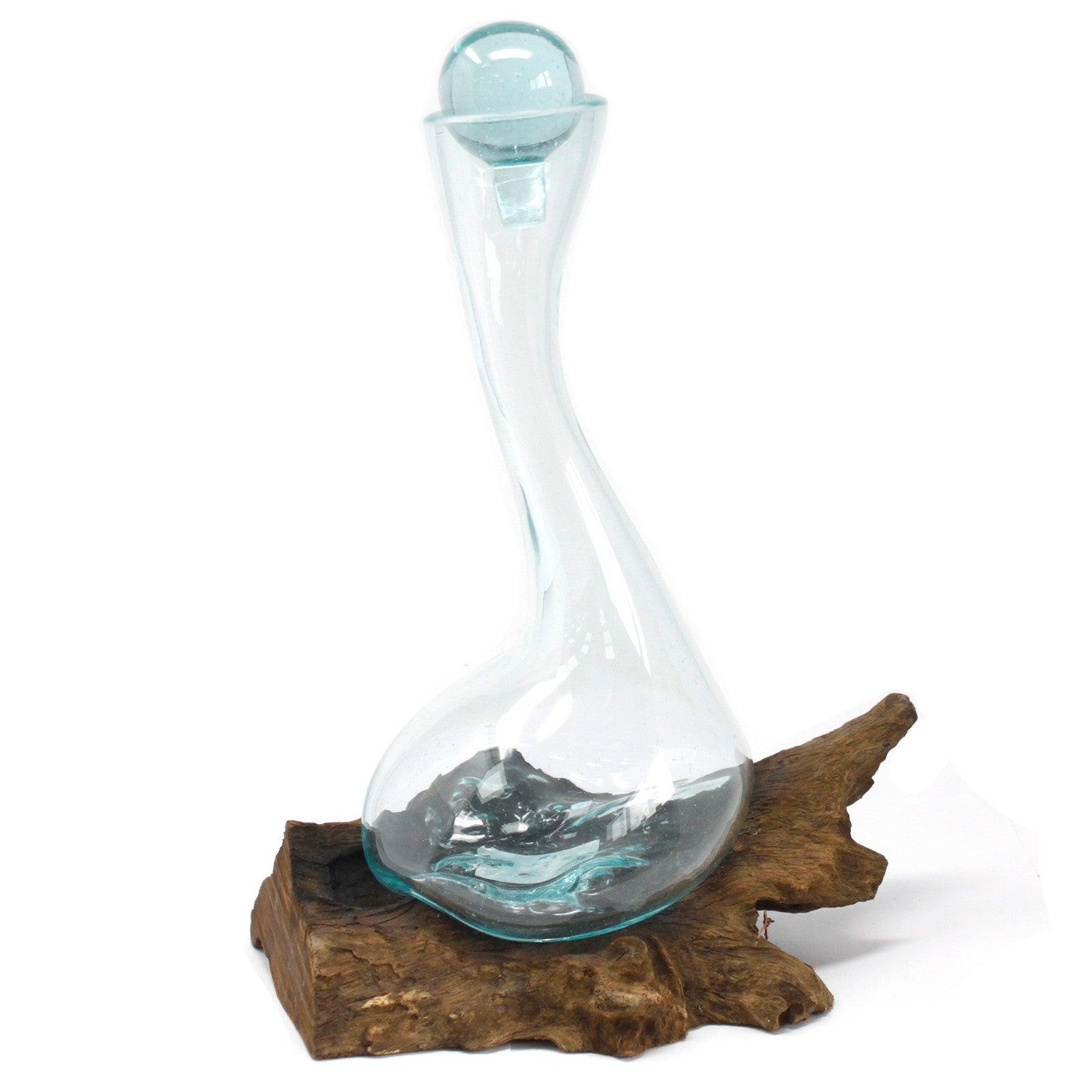 Molten Glass on Wood - Wine Decanter - Charming Spaces