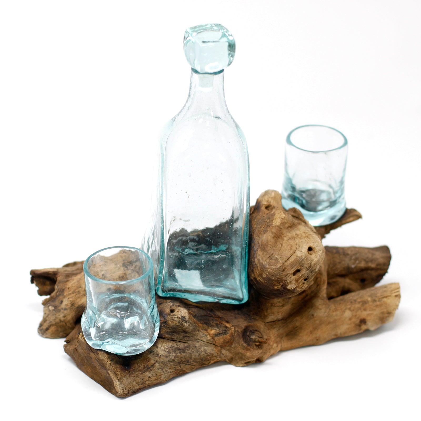 Molten Glass on Wood- Whisky Set - Charming Spaces