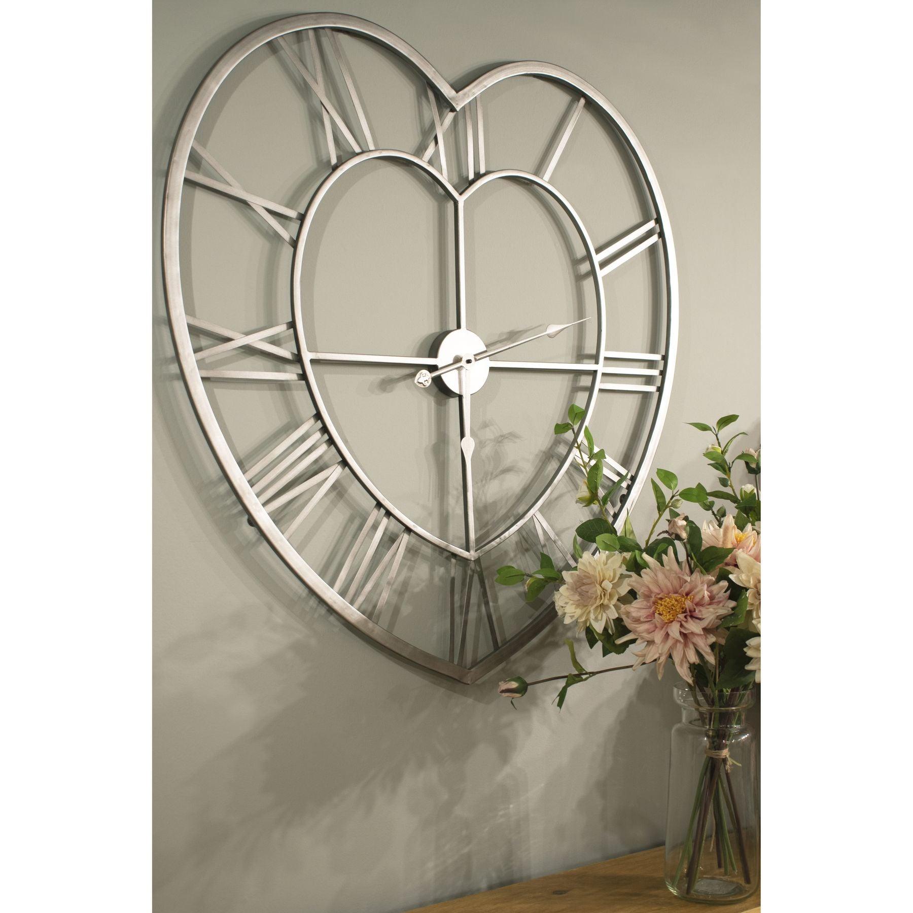 Silver Heart Skeleton Wall Clock - Charming Spaces