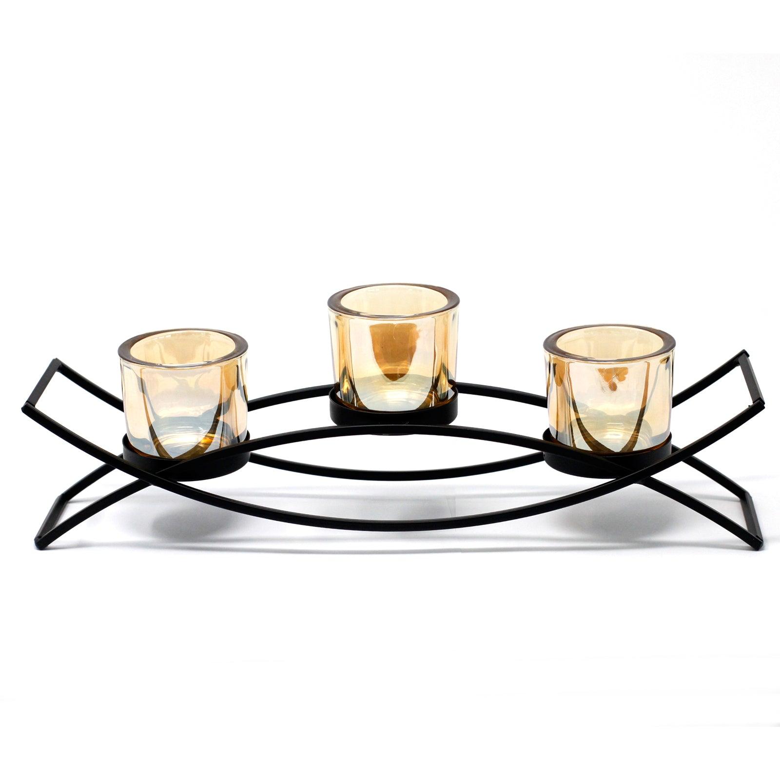 Centrepiece Iron Votive Candle Holder - 3 Cup Silhouette - Charming Spaces