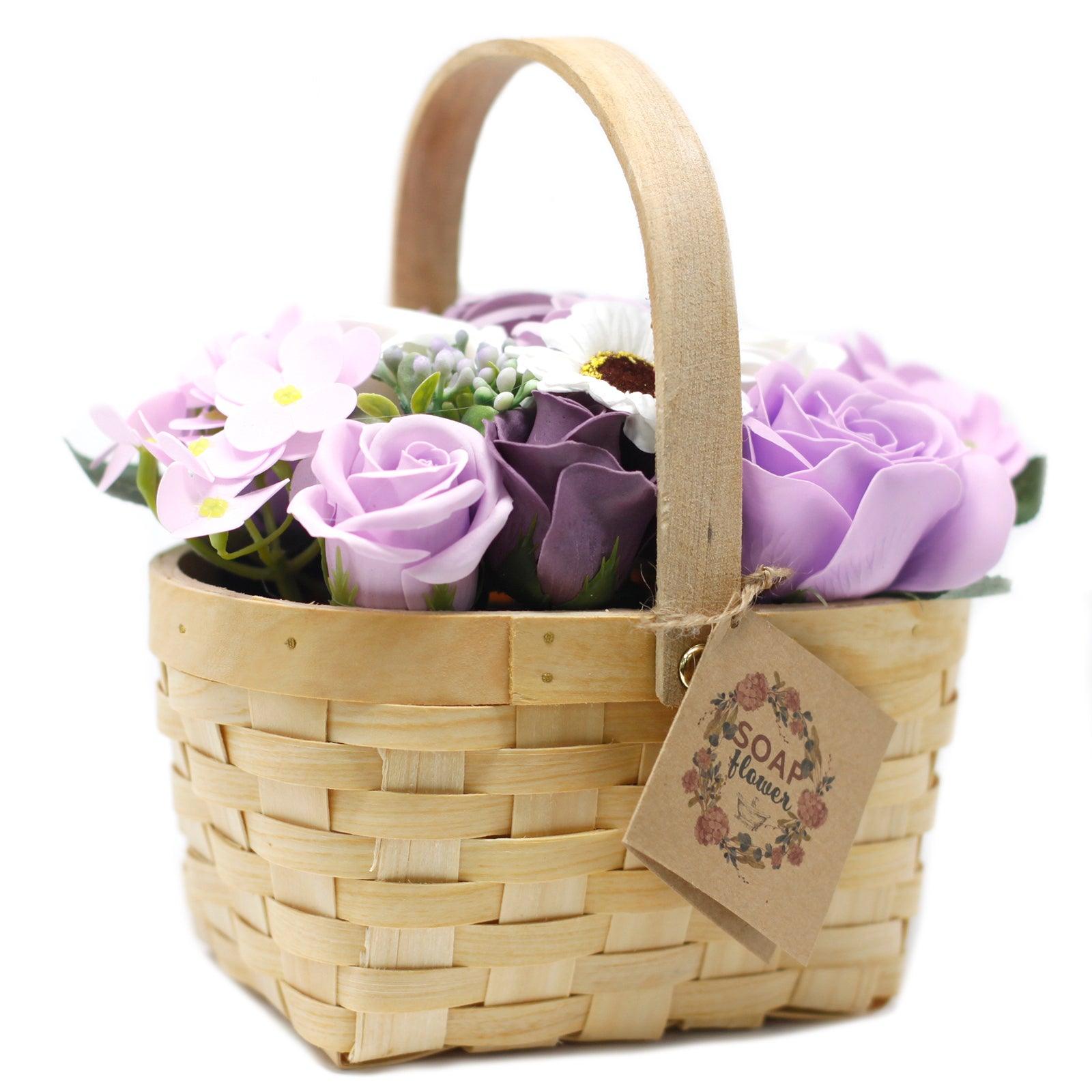 Large Lilac Bouquet in Wicker Basket - Charming Spaces