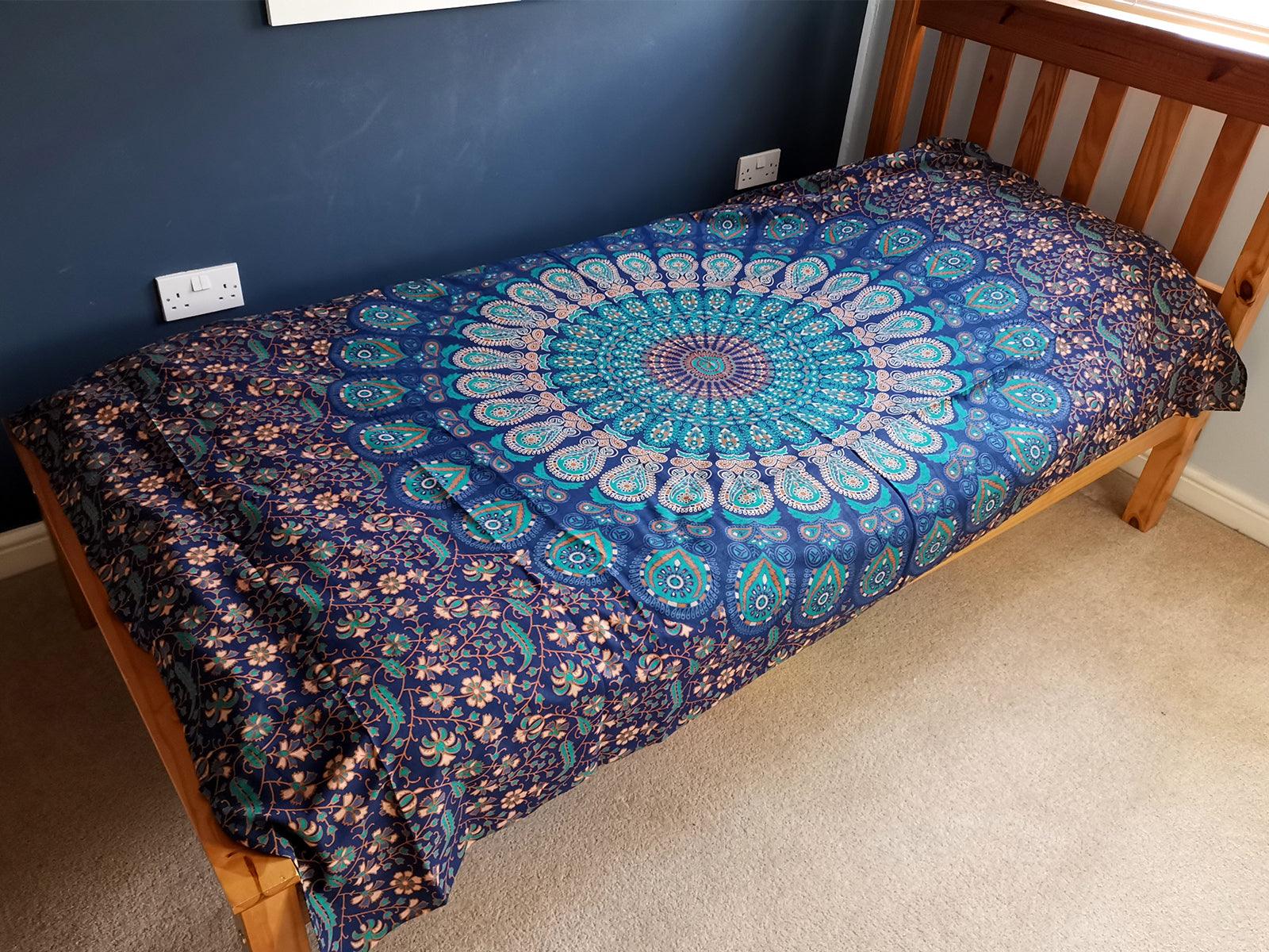 Single Cotton Bedspread + Wall Hanging - Classic Mandala - Charming Spaces