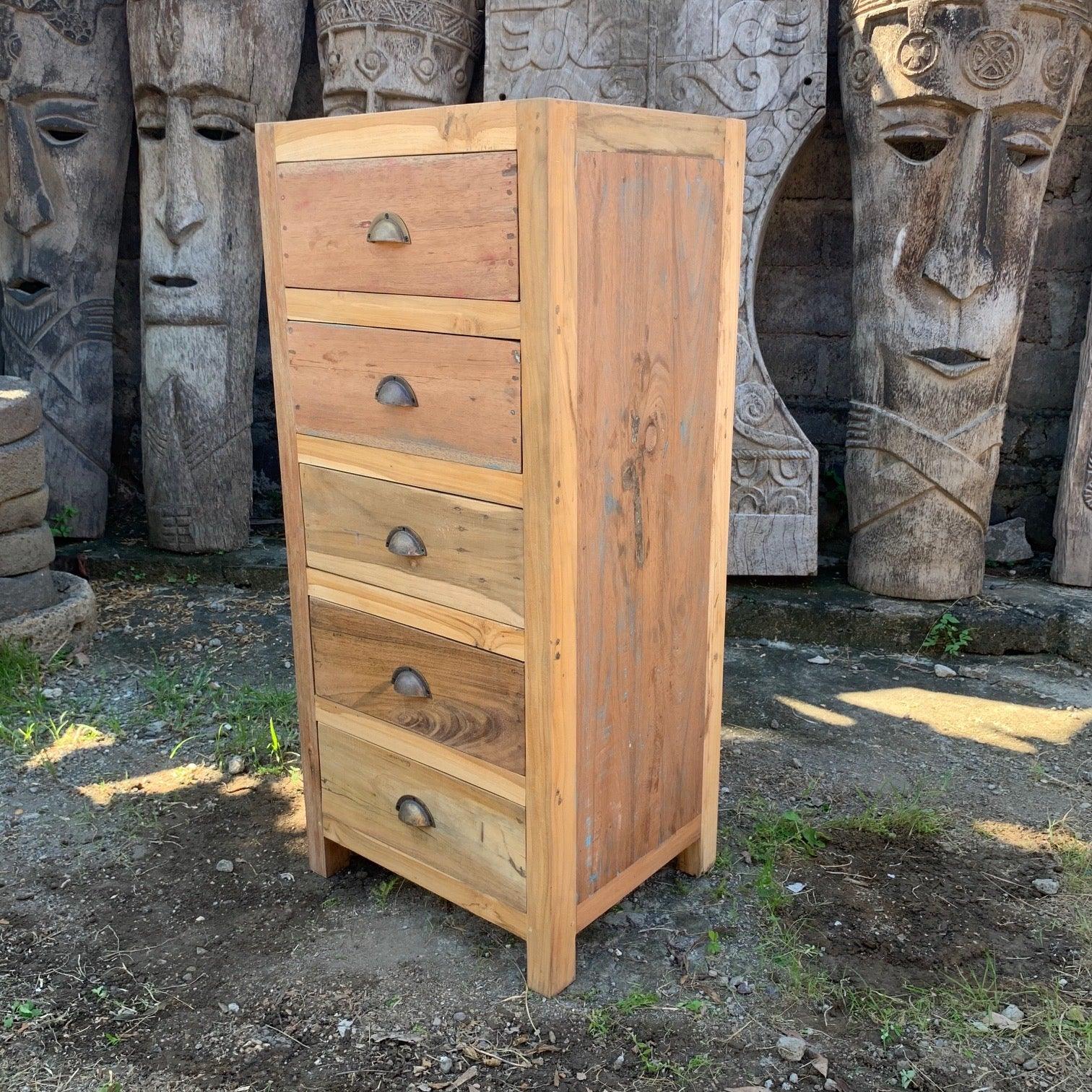 Tall set of 5 Drawers - Recycled Wood - Charming Spaces
