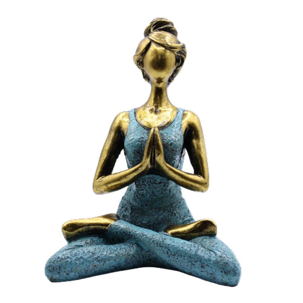 Yoga Lady Figure - Bronze & Turqoise 24cm - Charming Spaces