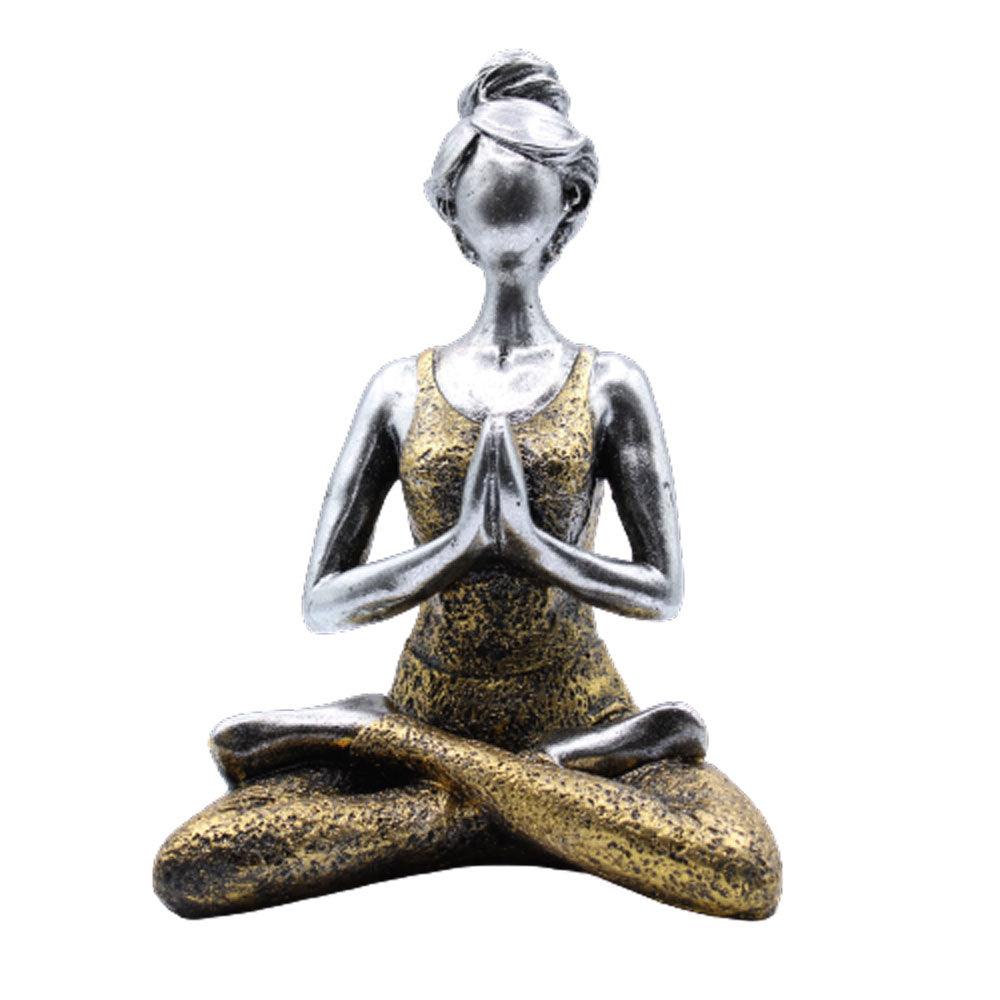 Yoga Lady Figure - Silver & Gold 24cm - Charming Spaces