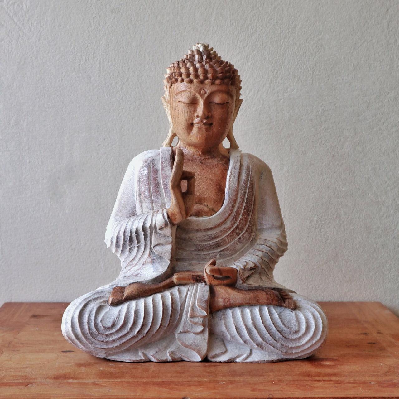 Buddha Statue Whitewash - 30cm Teaching Transmission - Charming Spaces