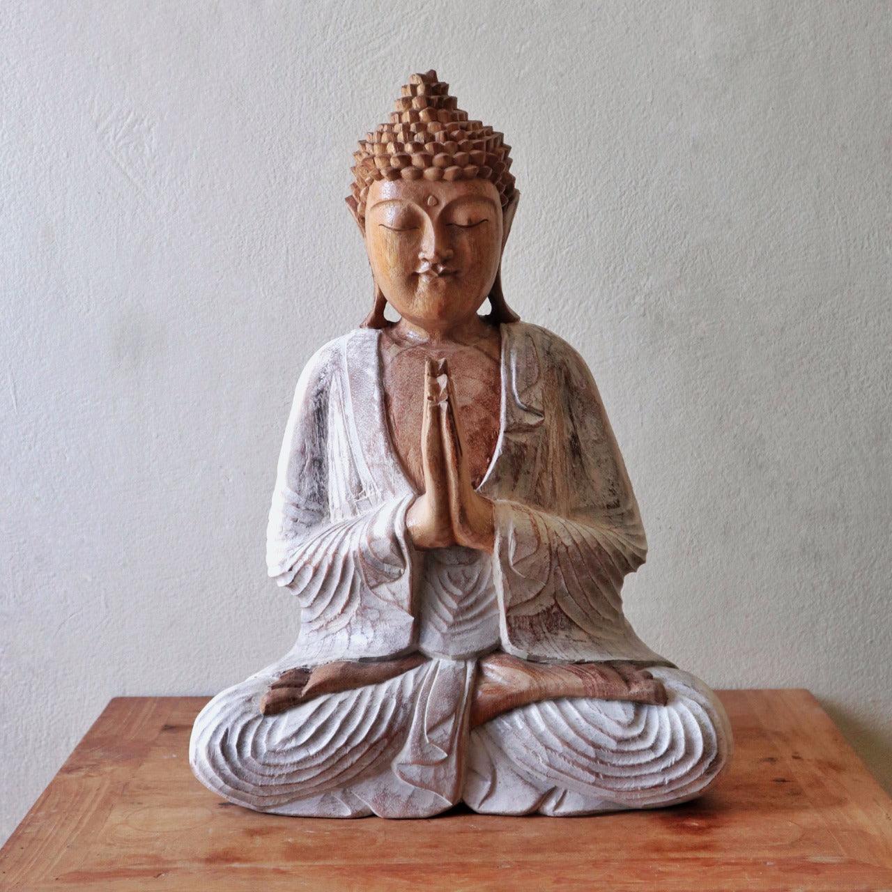 Buddha Statue Whitewash - 40cm Welcome - Charming Spaces