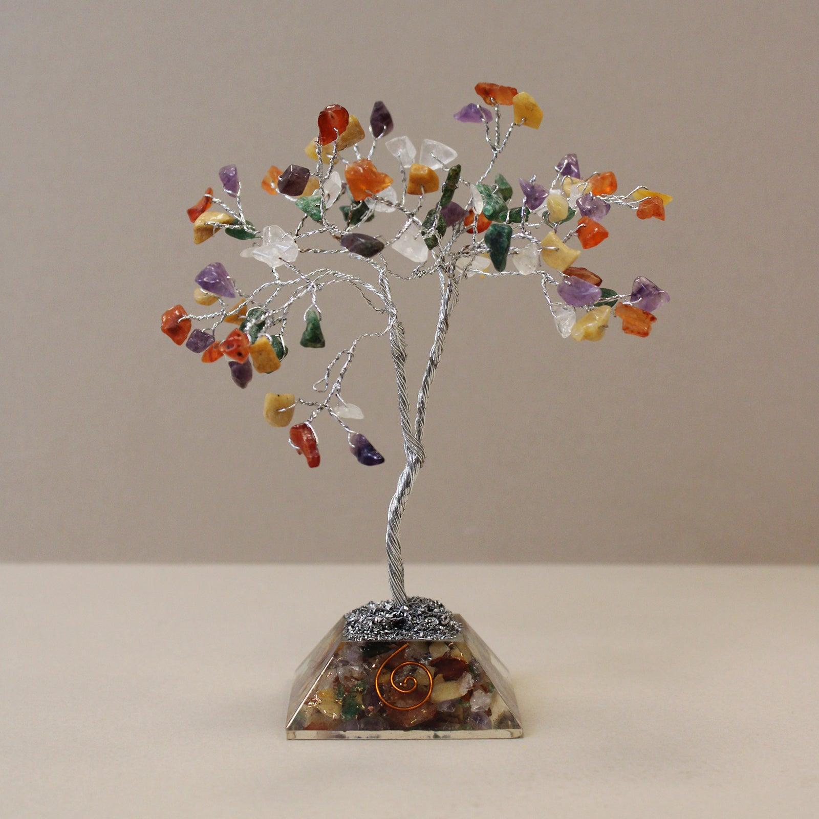 Gemstone Tree with Orgonite Base - 80 Stone - Multi - Charming Spaces