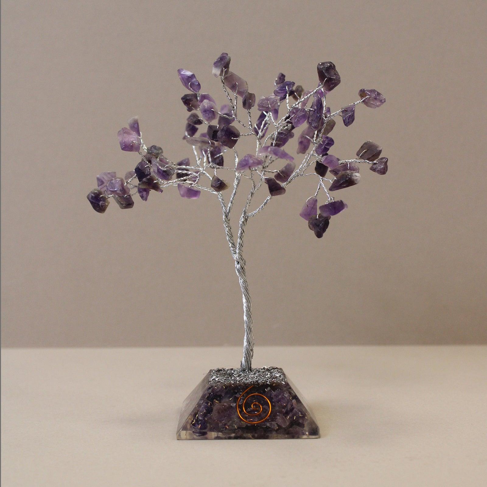 Gemstone Tree with Orgonite Base - 80 Stone - Amethyst - Charming Spaces