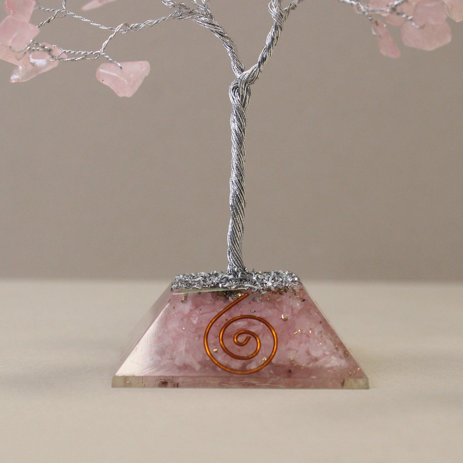 Gemstone Tree with Orgonite Base - 80 Stone - Rose Quartz - Charming Spaces