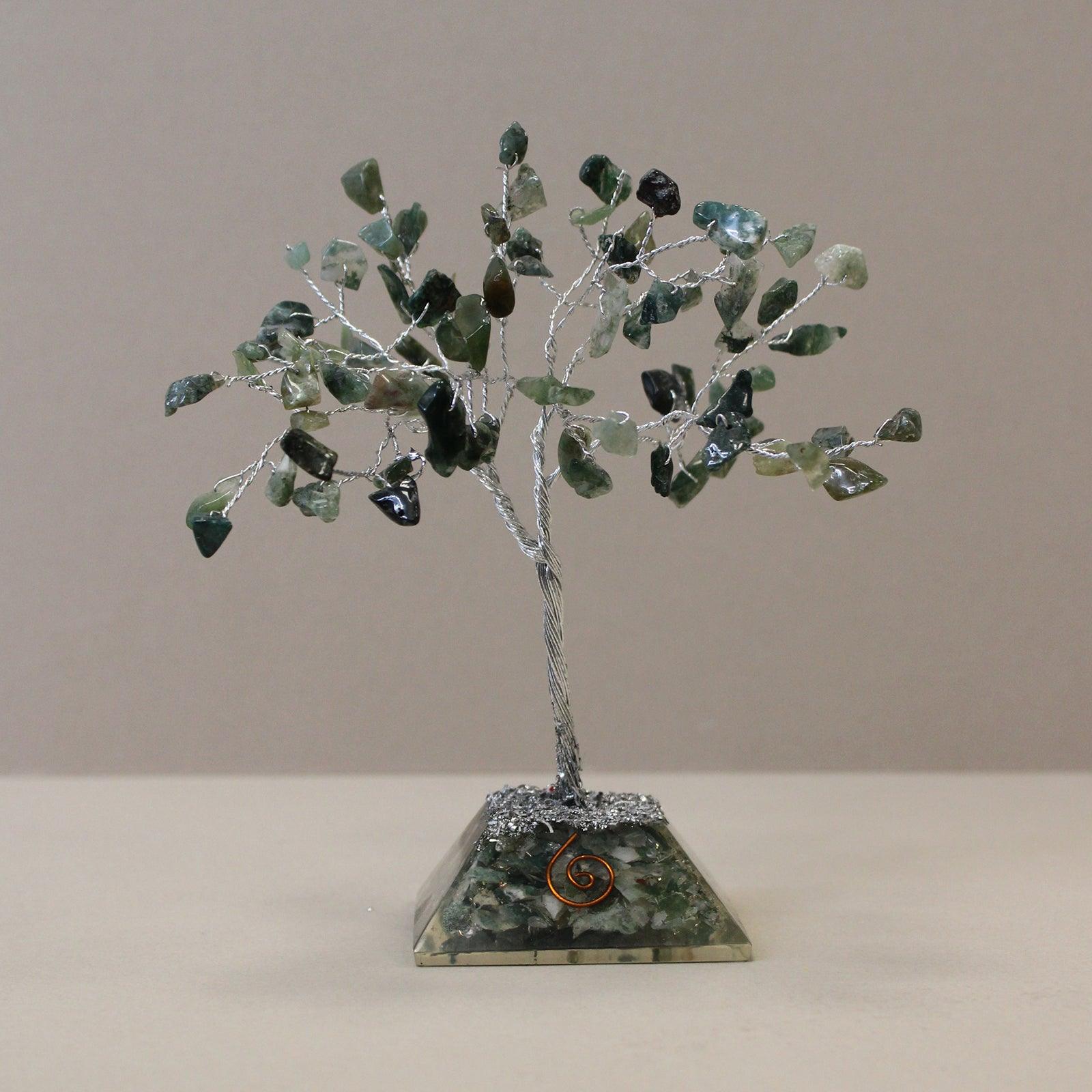 Gemstone Tree with Orgonite Base - 80 Stone - Moss Agate - Charming Spaces