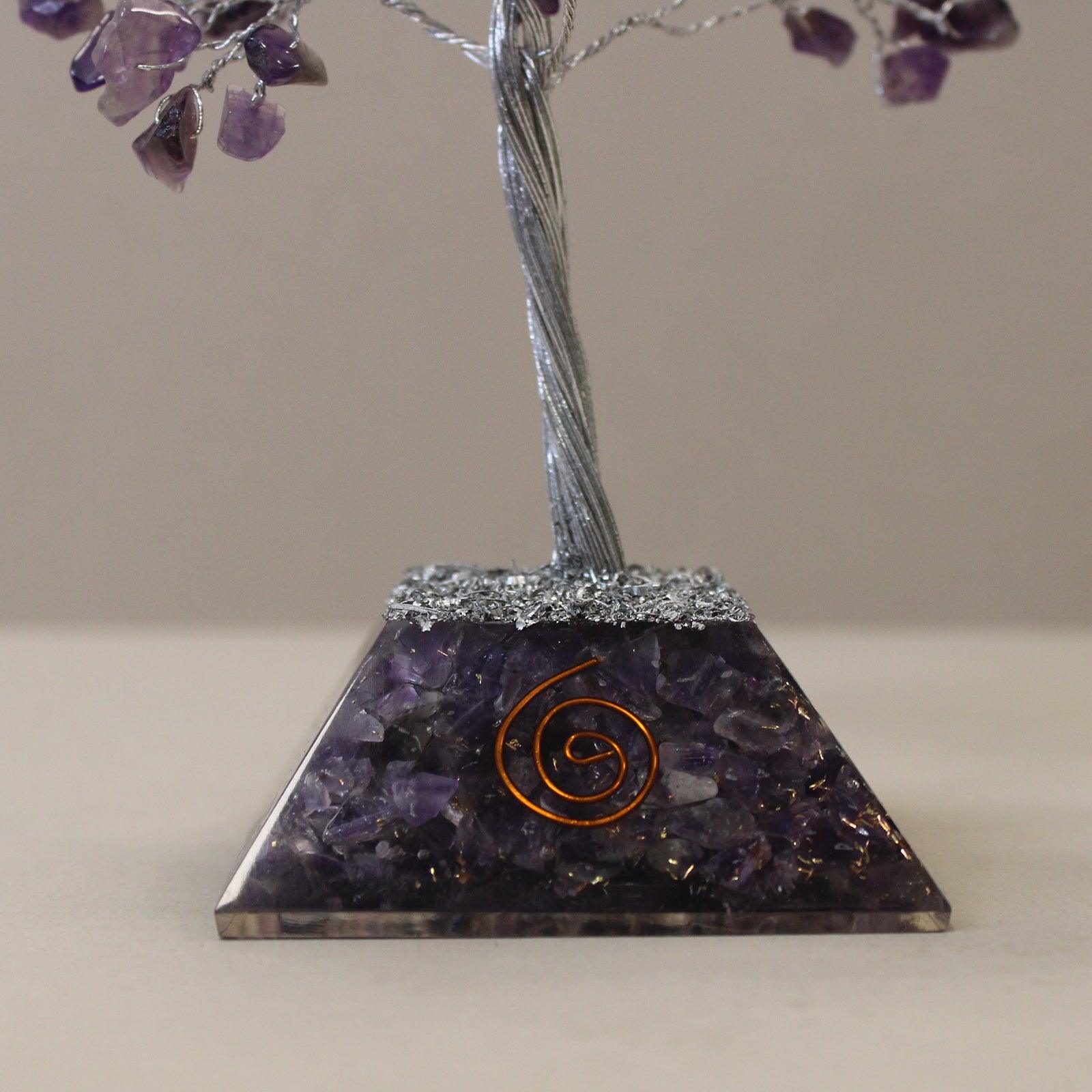 Gemstone Tree with Orgonite Base, 160 Stone, Amethyst, Feng Shui - Charming Spaces