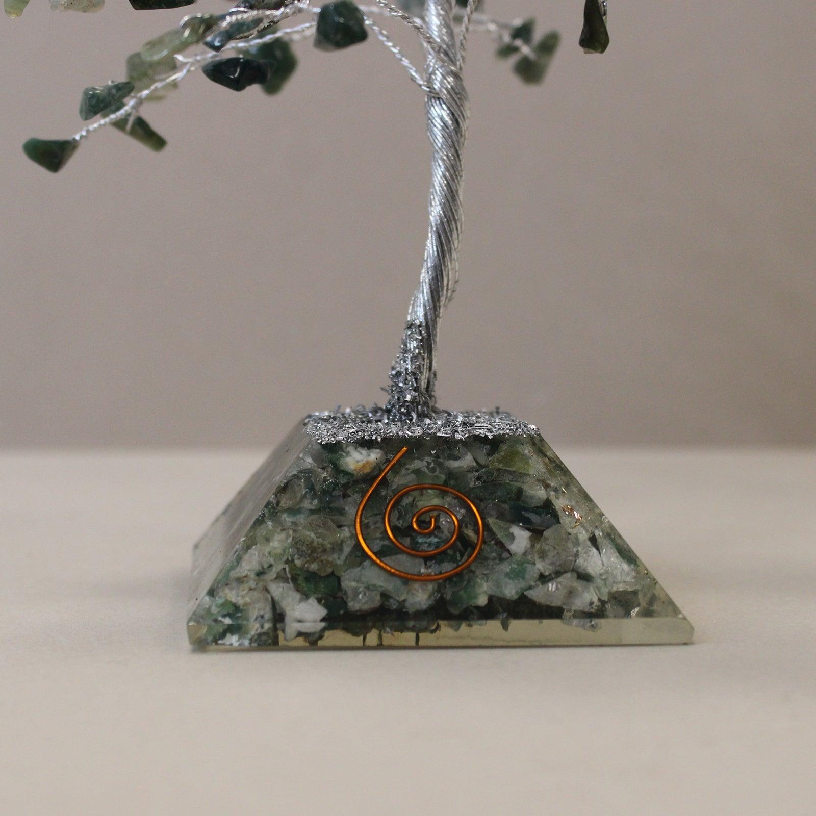 Gemstone Tree with Orgonite Base, 160 Stone, Moss Agate. Feng Shui - Charming Spaces