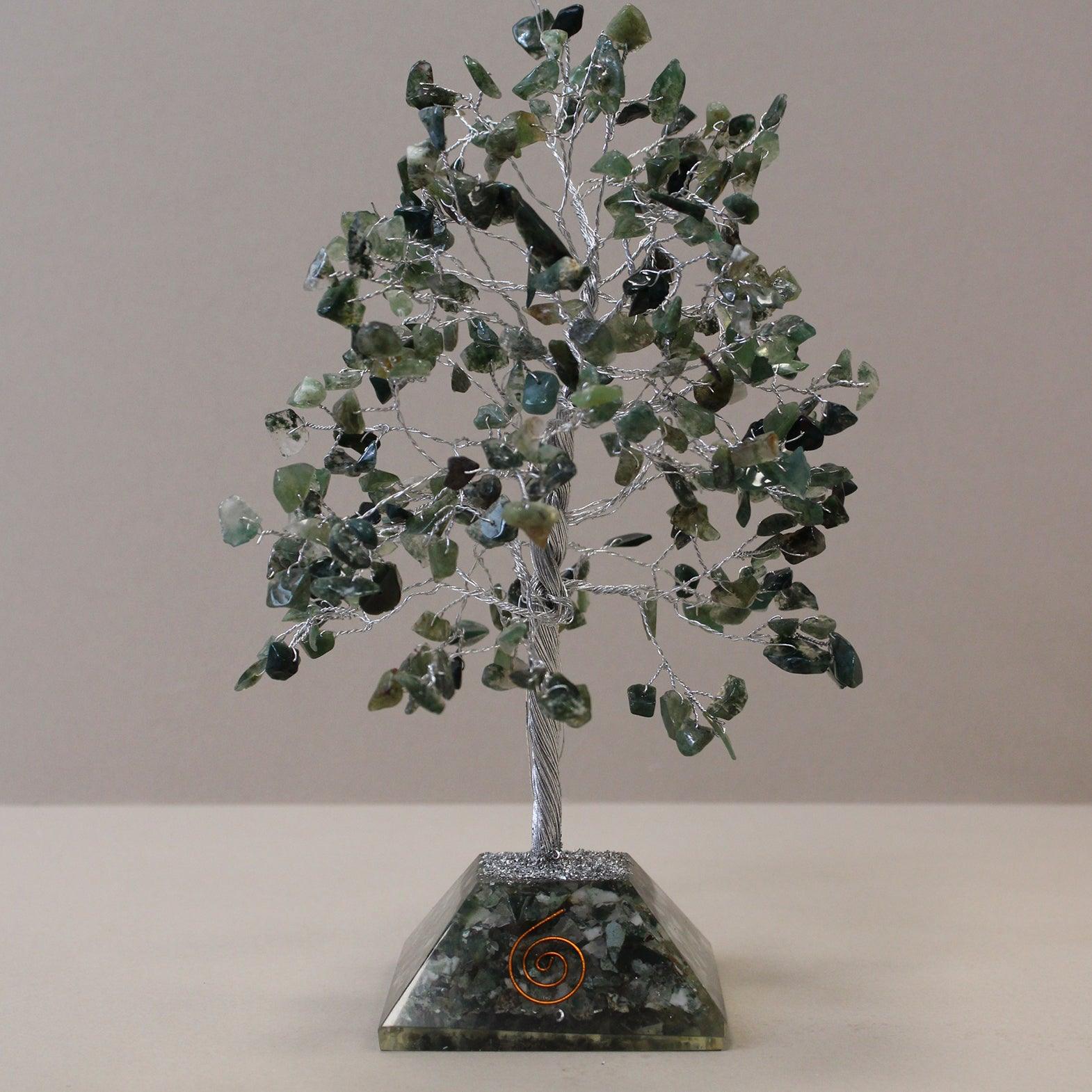 Gemstone Tree with Orgonite Base - 320 Stone - Moss Agate - Charming Spaces