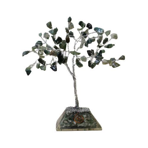 Gemstone Tree with Orgonite Base - 80 Stone - Moss Agate - Charming Spaces