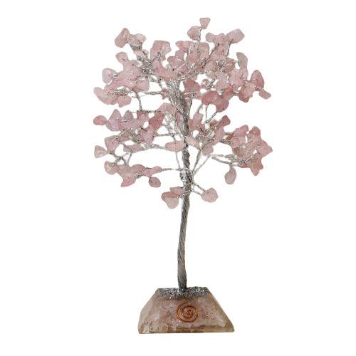 Gemstone Tree with Orgonite Base, 160 Stone, Rose Quartz - Charming Spaces