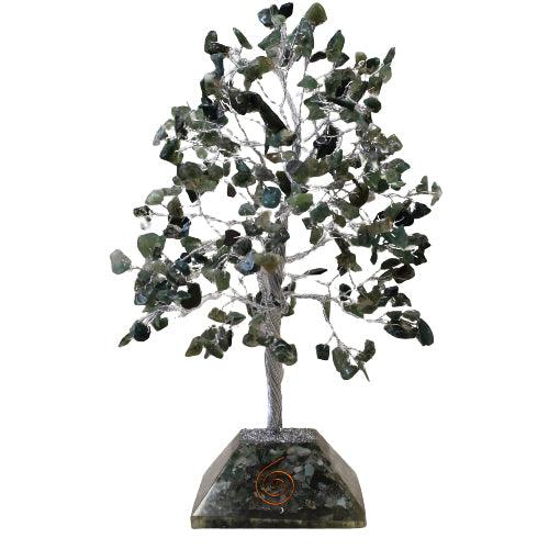 Gemstone Tree with Orgonite Base - 320 Stone - Moss Agate - Charming Spaces