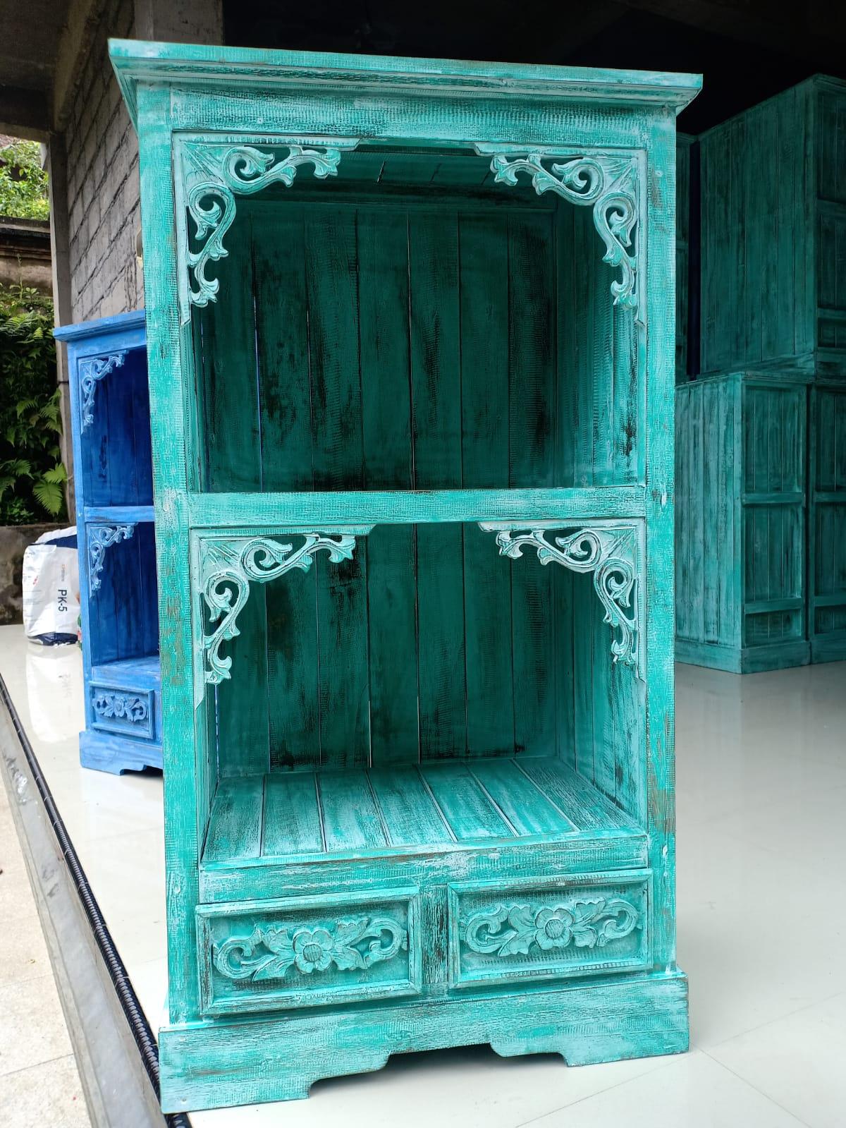 Freestanding Bathroom Cabinet - Turquoise Wash - Charming Spaces