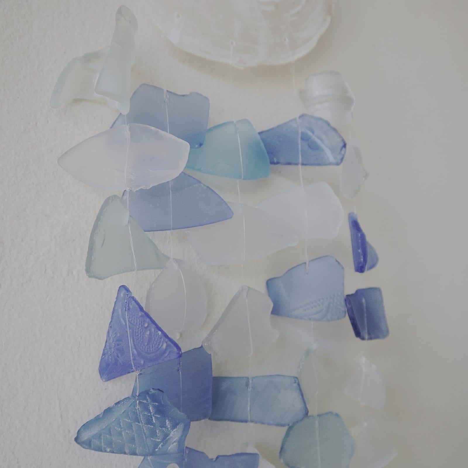 Copis & Glass Drop Wind Chime- Blue & White Glass - Charming Spaces