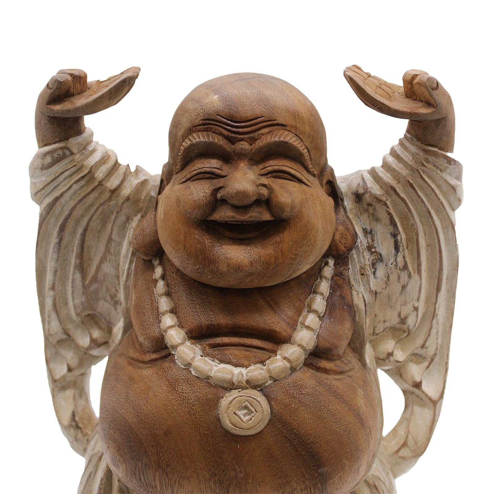 Happy Buddha Hands Up - Whitewash 40cm - Charming Spaces