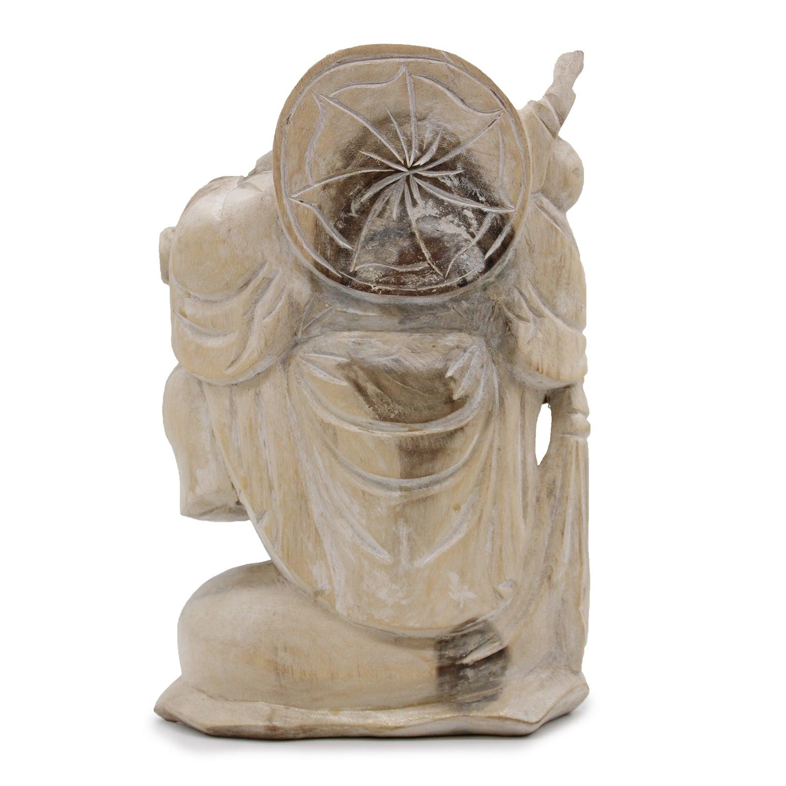 Happy Buddha Bring Wood - Whitewash 30cm - Charming Spaces