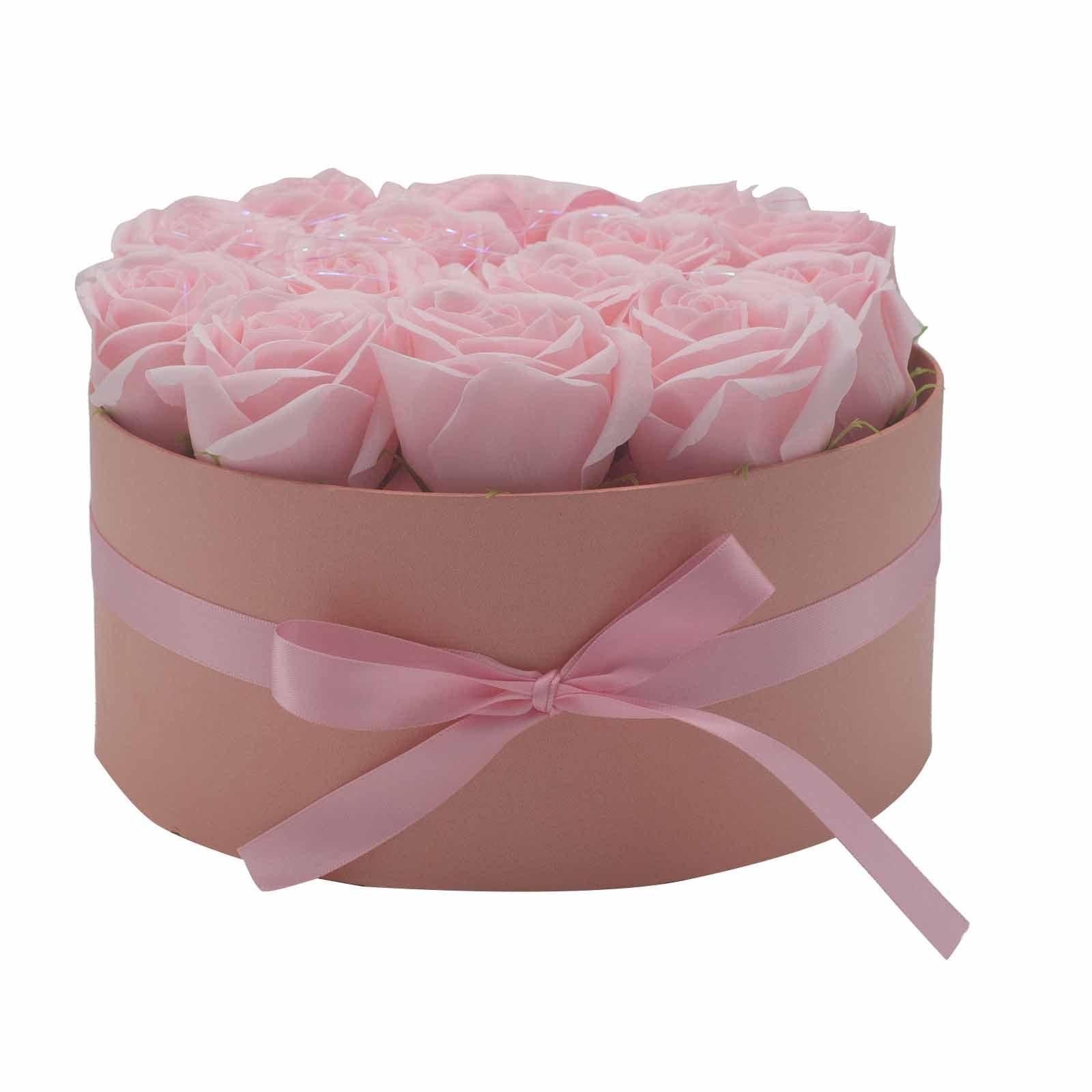 Soap Flower Gift Bouquet - 14 Pink Roses - Round - Charming Spaces