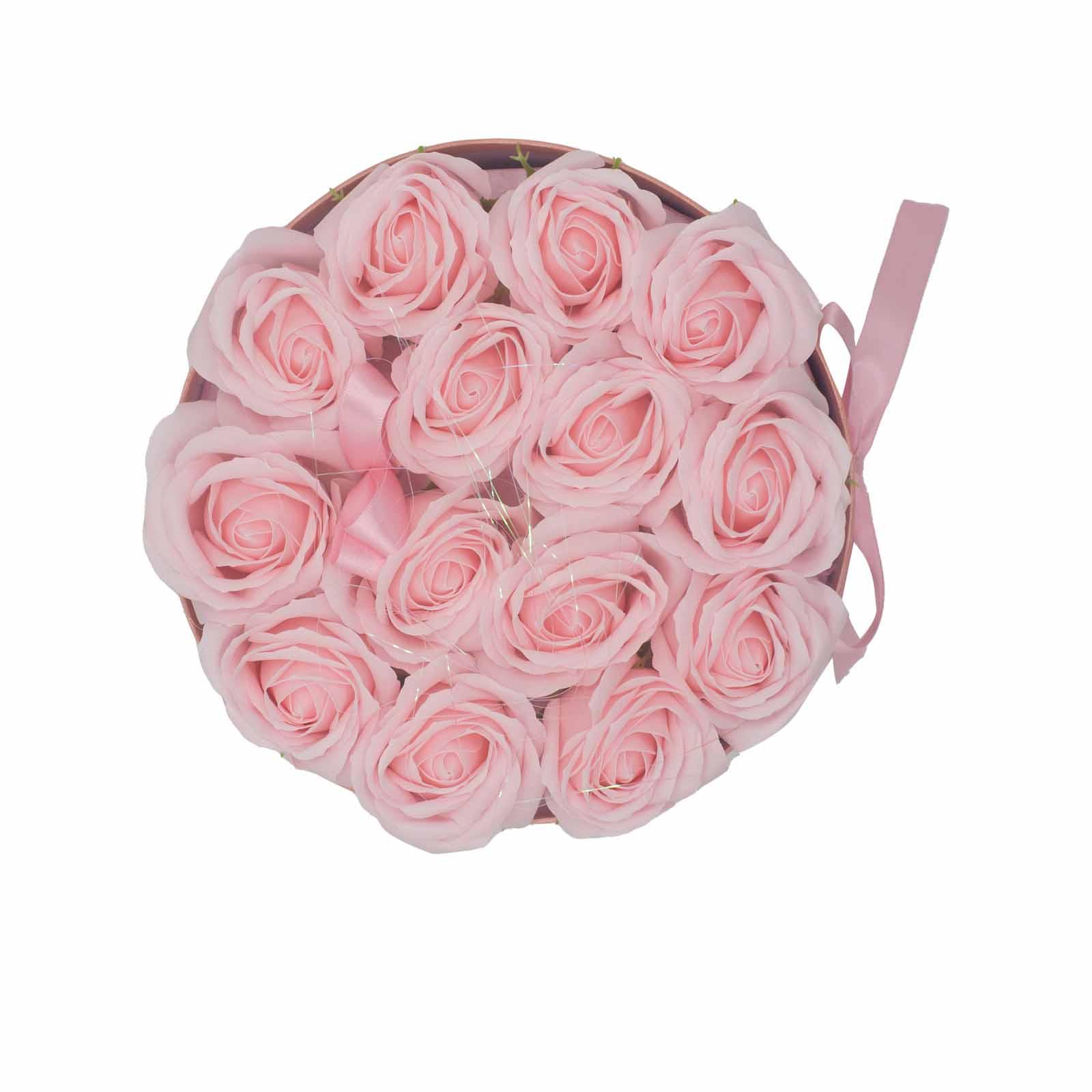 Soap Flower Gift Bouquet - 14 Pink Roses - Round - Charming Spaces
