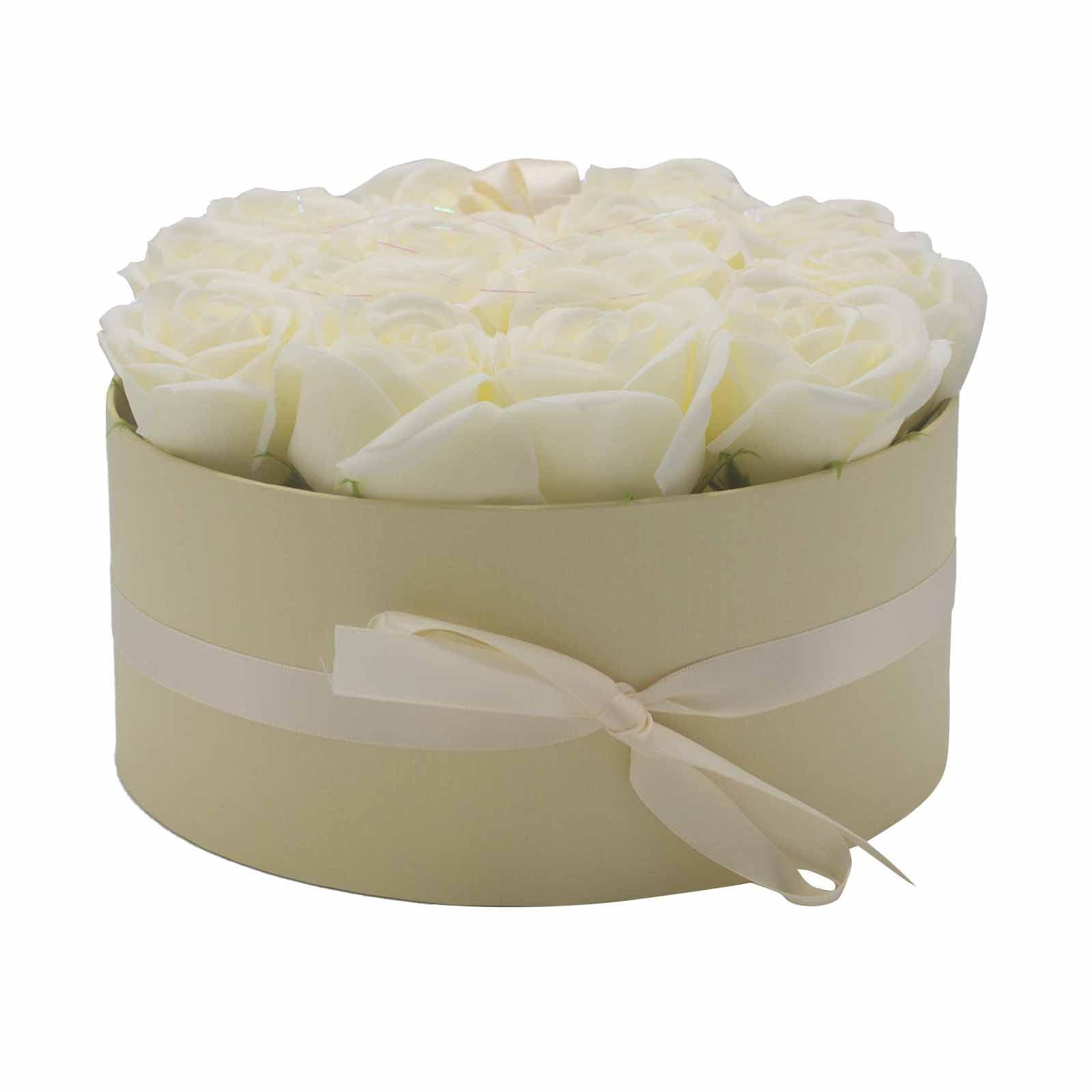 Soap Flower Gift Bouquet - 14 Cream Roses - Round - Charming Spaces