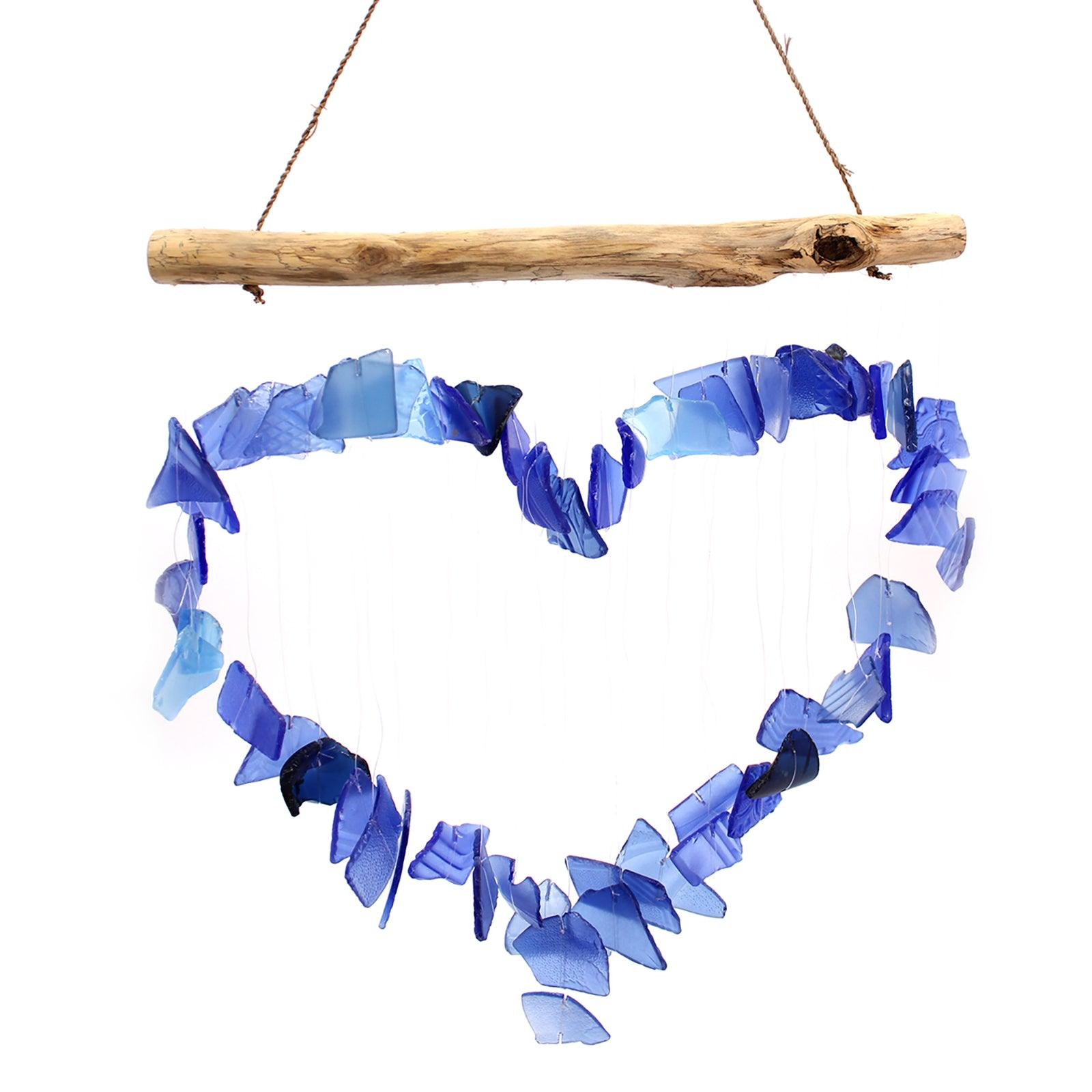 Heart Wind Chime - Love - Blue Glass - Charming Spaces