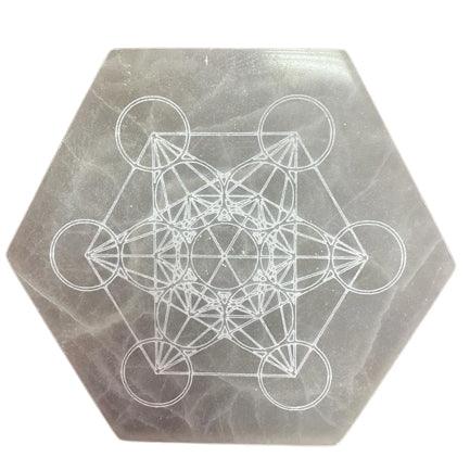 Selenite Charging Plate Hexagonal - Large 18cm - Direction & Decision - Charming Spaces