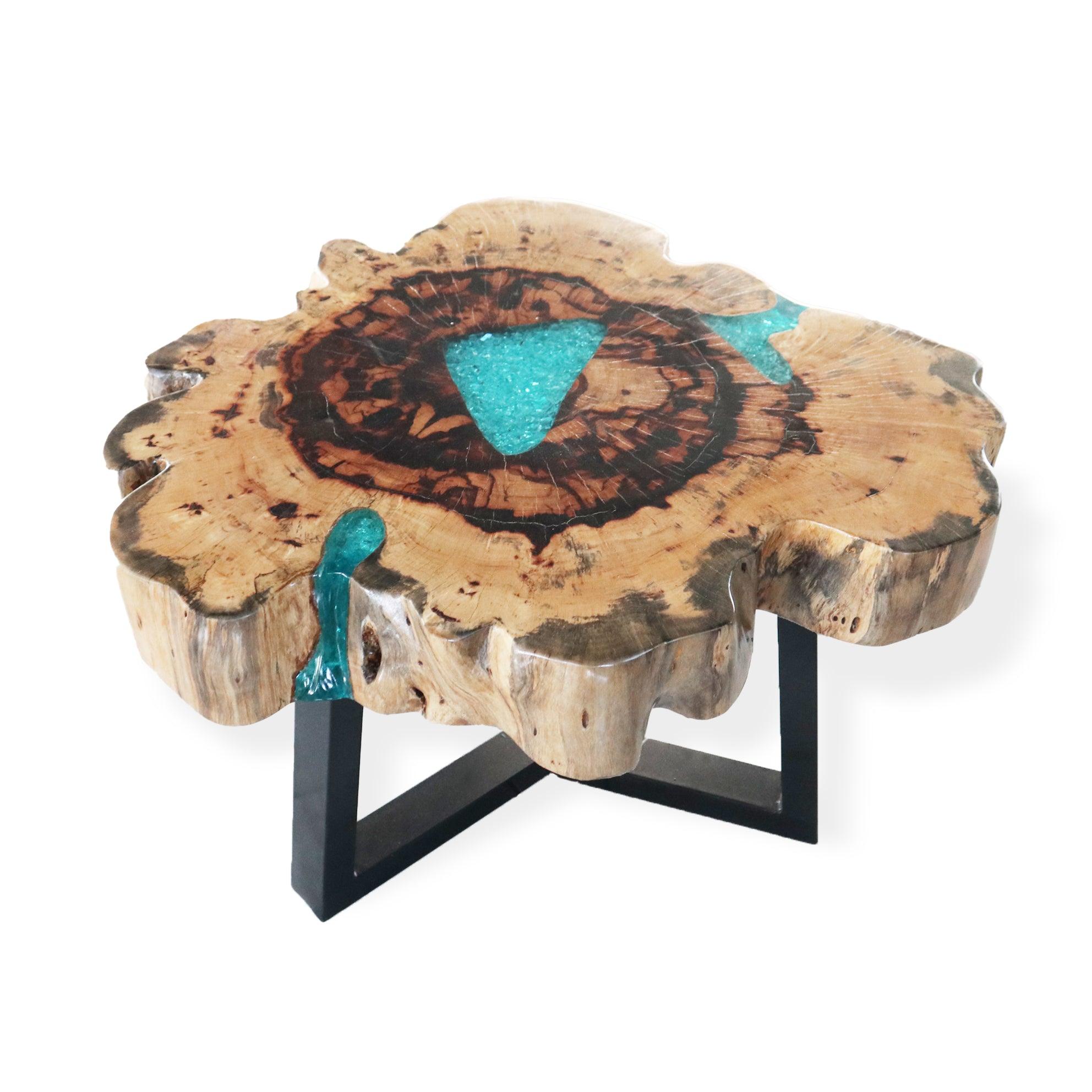 Coffee Table - Tamarind and Resin - Aqua - Charming Spaces