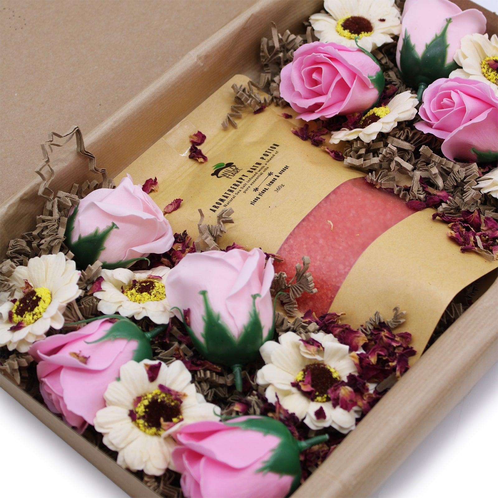 Salt And Soap Flower Soak Gift Set - Passion - Charming Spaces