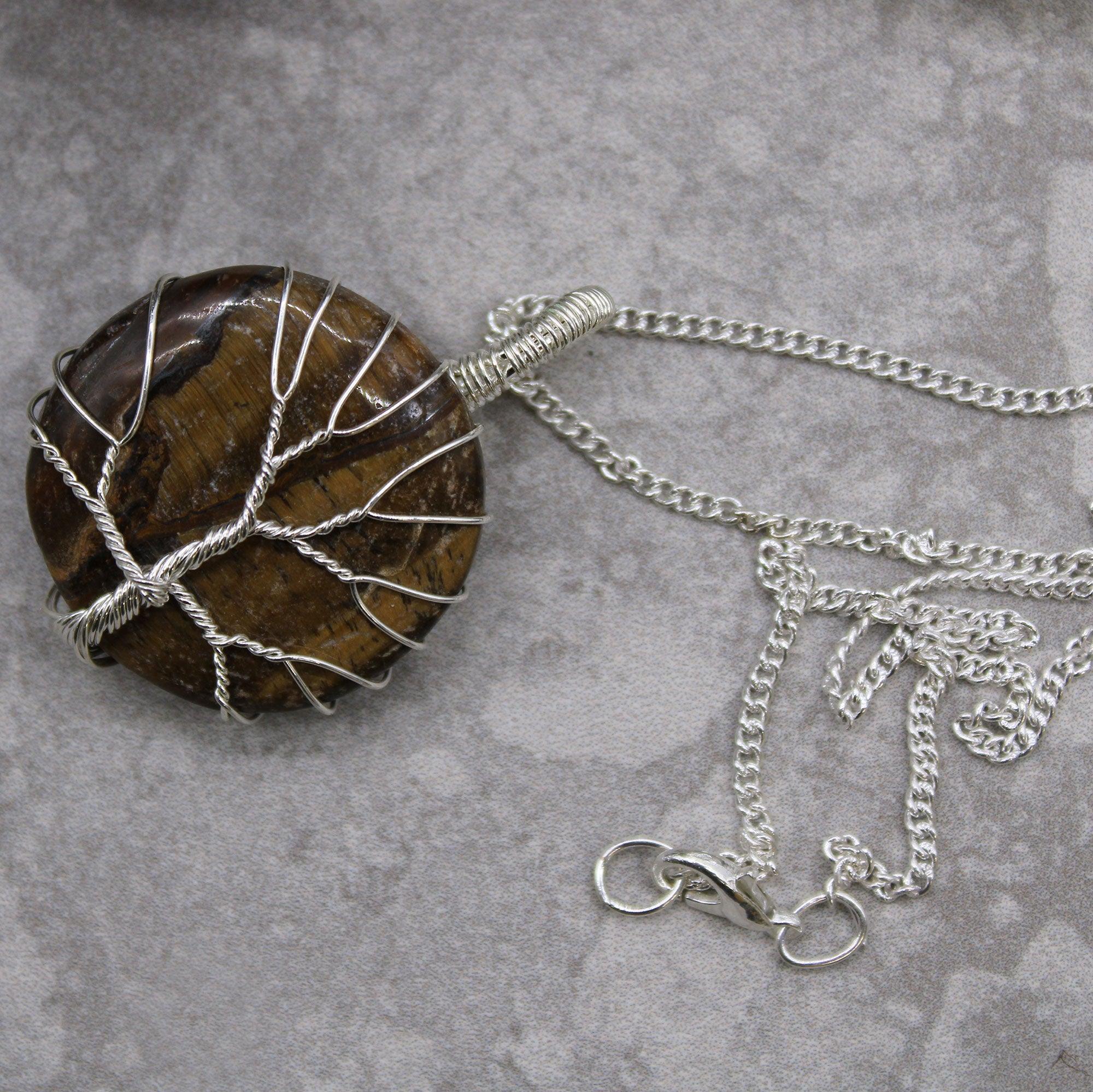 Tree of Life Gemstone Necklace - Tiger Eye - Charming Spaces