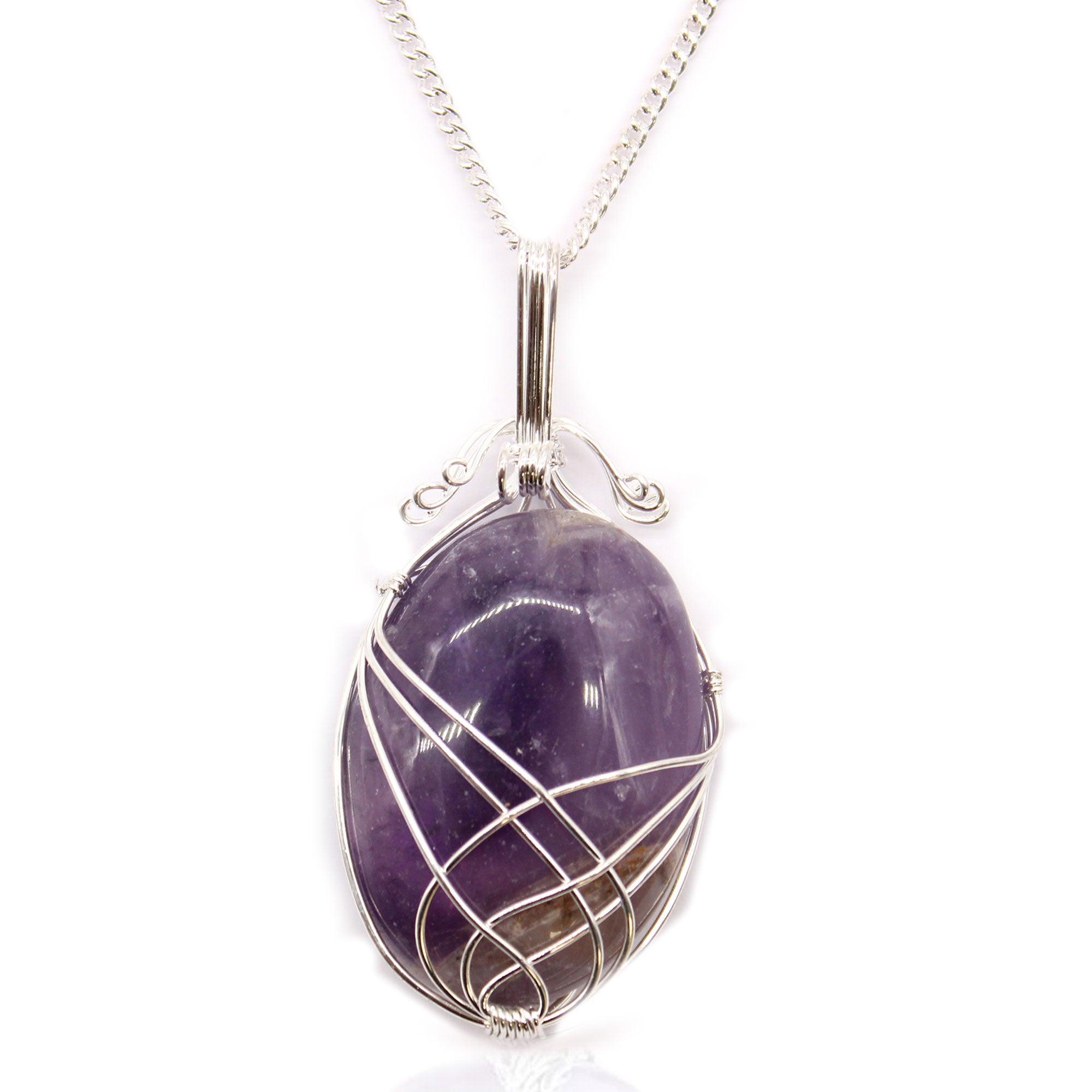 Swirl Wrapped Gemstone Necklace - Amethyst - Charming Spaces