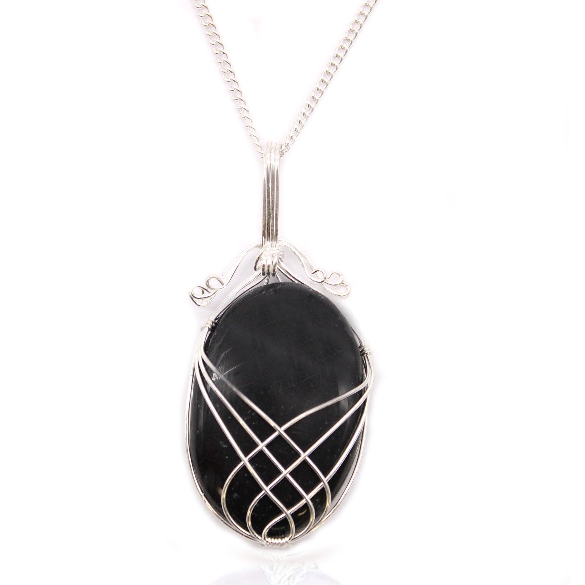 Swirl Wrapped Gemstone Necklace - Black Onyx - Charming Spaces