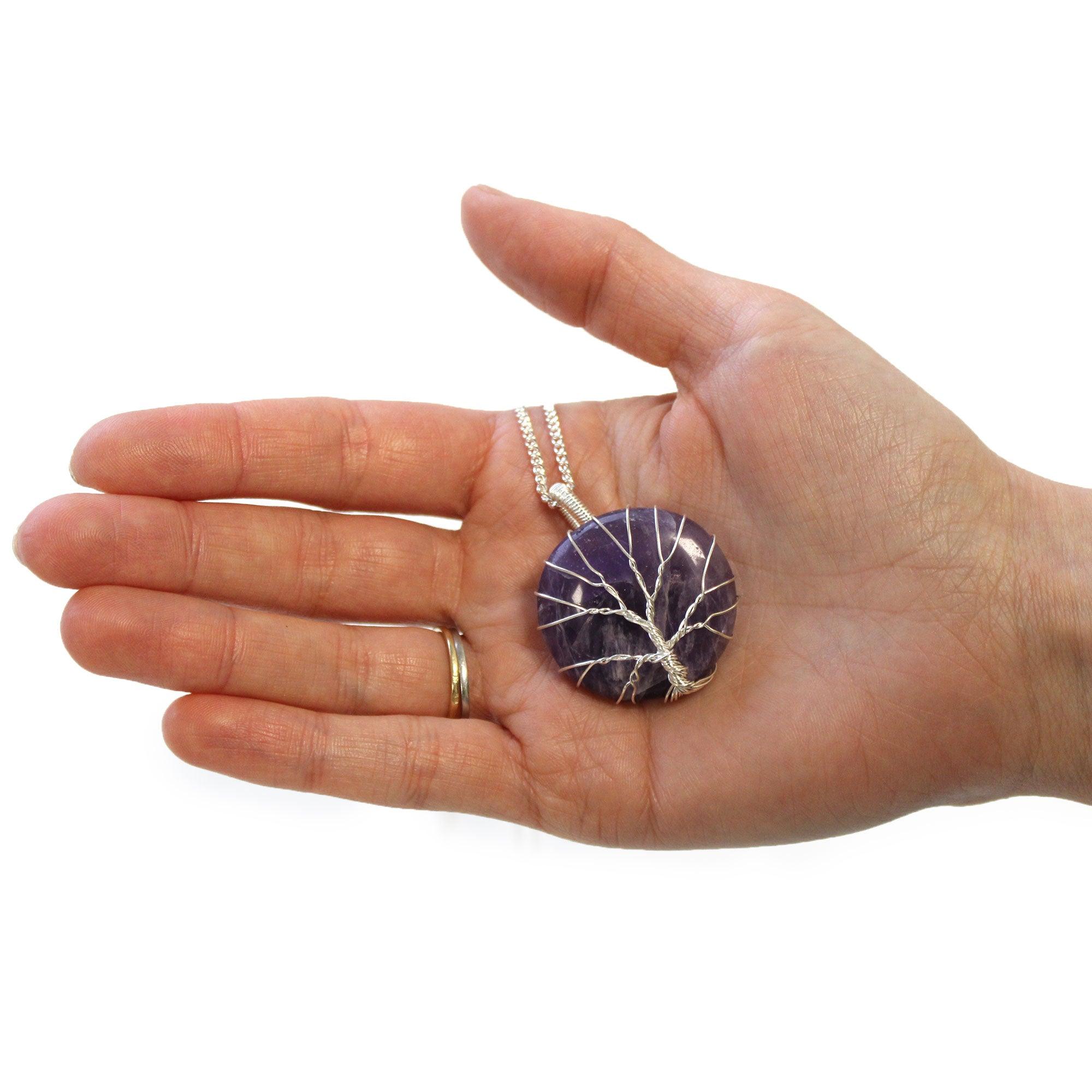 Tree of Life Gemstone Necklace - Amethyst - Charming Spaces