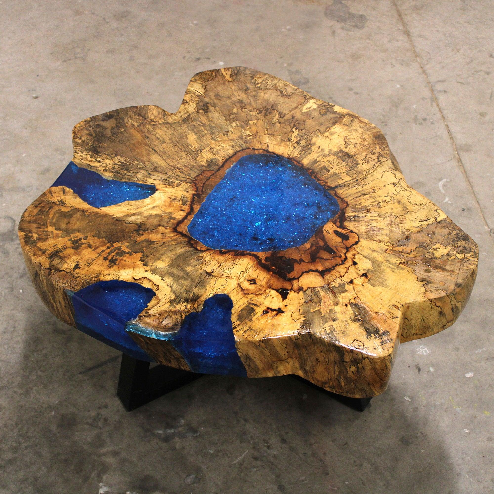 Coffee Table - Tamarind and Resin - Sky Blue - Charming Spaces